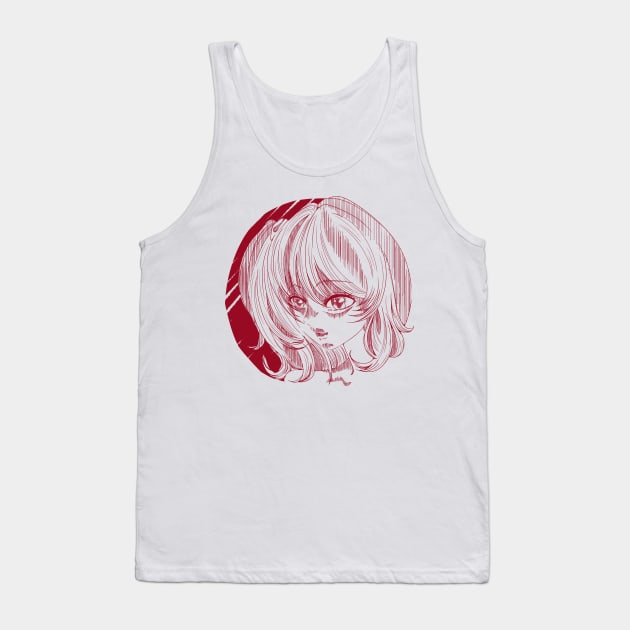 Anime Girl Yandere - Blood Red Tank Top by Summer_Childe